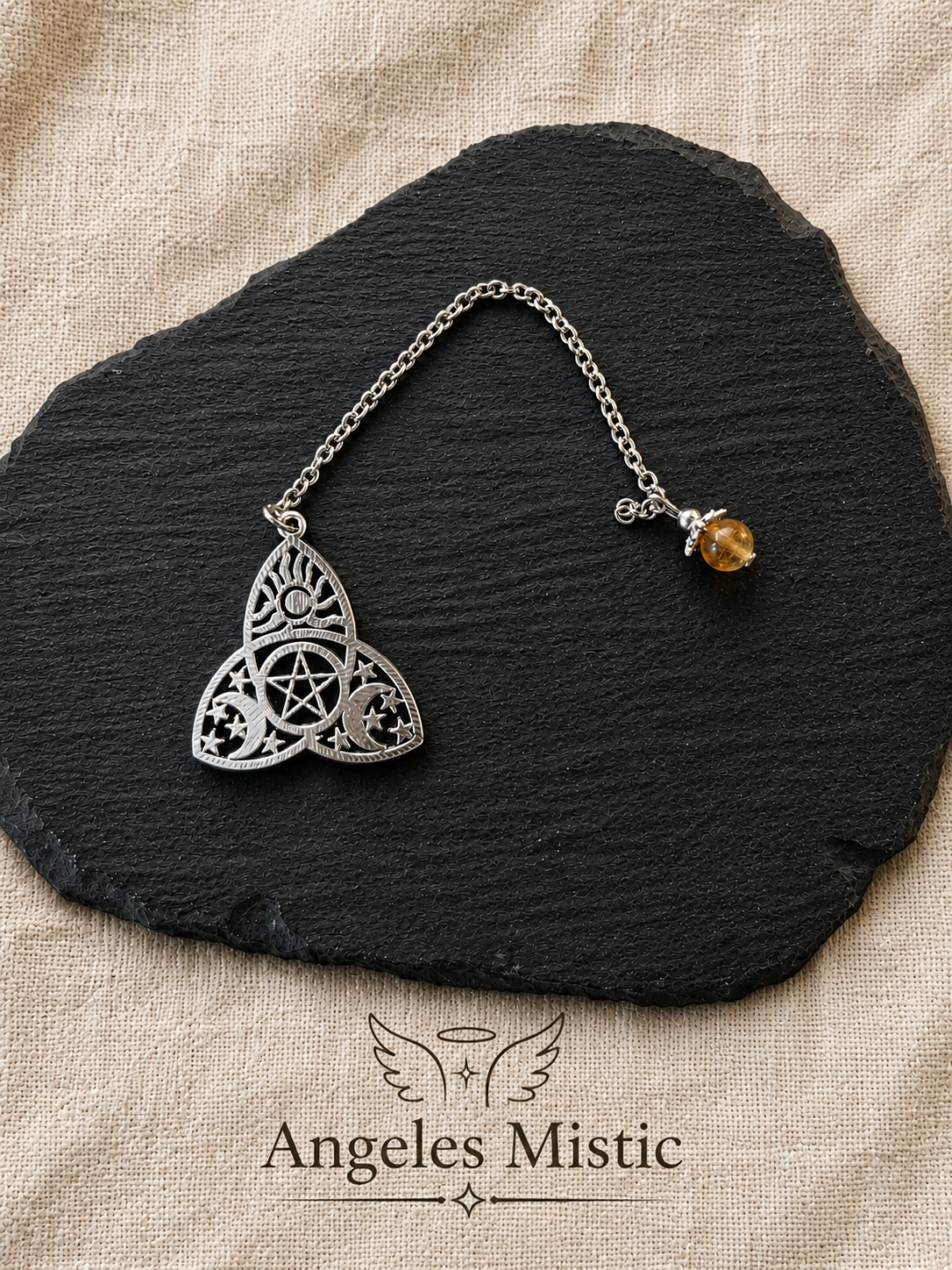 Marcapáginas Esotérico Triple Luna con Pentagrama | Accesorio Místico – Ángeles Mistic