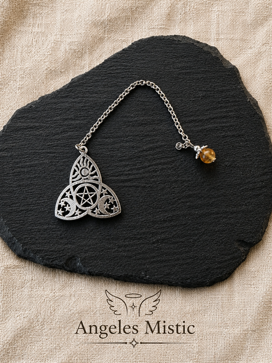 Marcapáginas Esotérico Triple Luna con Pentagrama | Accesorio Místico – Ángeles Mistic