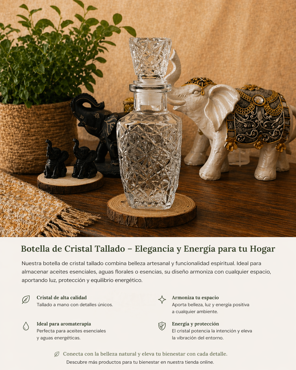Botella de cristal Tallado-Elegante y energia para tu hogar