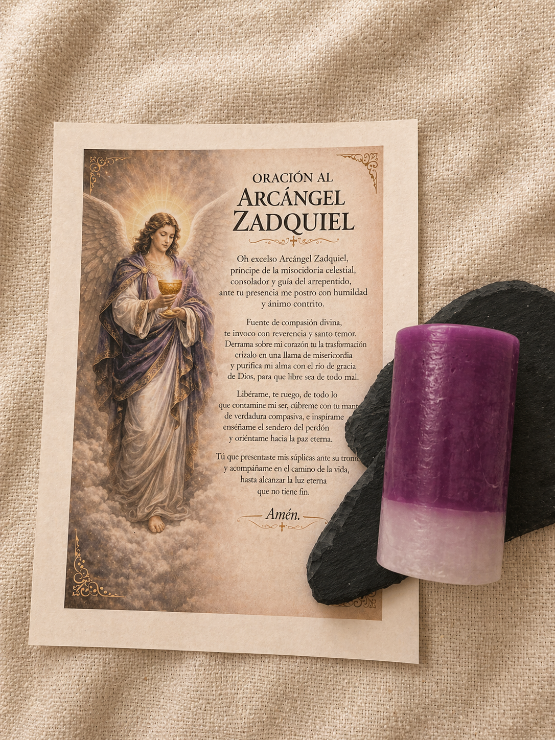 Oración al Arcángel Zadquiel con Vela Violeta de Transmutación y Misericordia